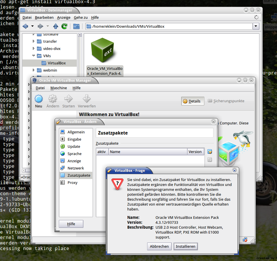 Installation des Extension-Pack Installation des Extension-Pack